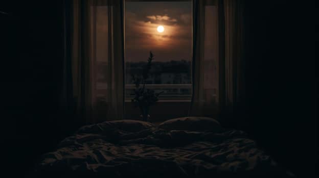 Bedroom window looking outside.